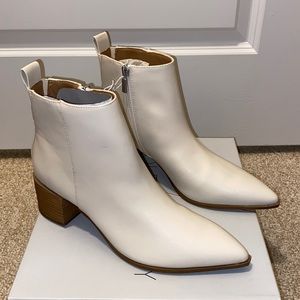 Off White Faux Leather Booties